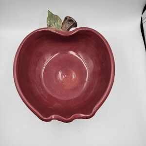 Nancy Fairbanks Studio Art Pottery Medium Sized Red Apple Bowl - Signed